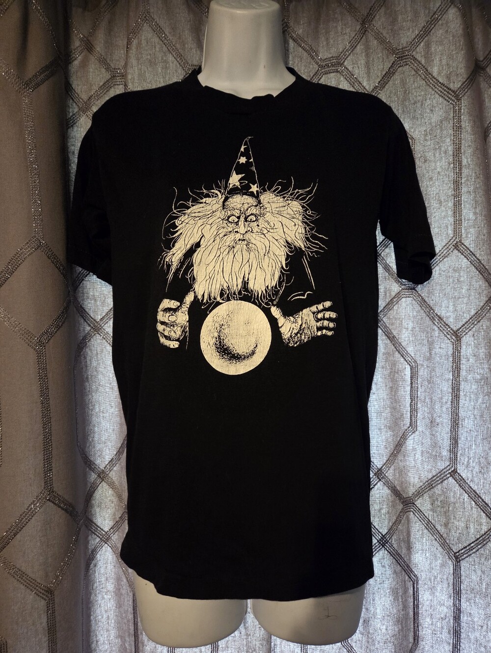 Vintage Black Wizard Graphic T Shirt S